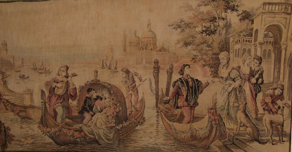 Antique Venetian Tapestry in Ornate Frame