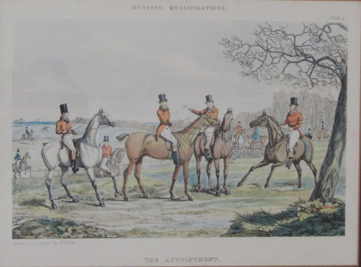 Set of 4 Framed Antique Prints from the Hunting Qualifications Series, Drawn and Engraved by H Alken