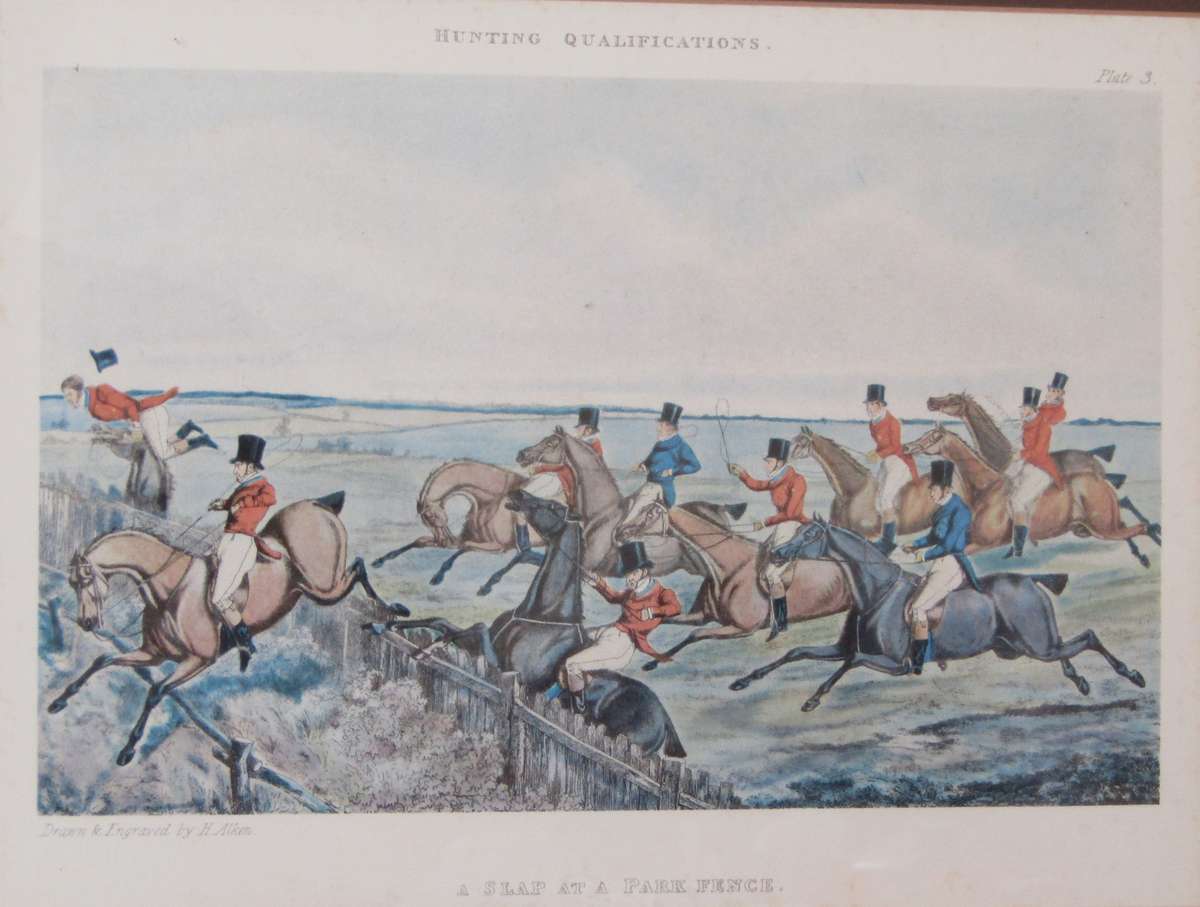 Set of 4 Framed Antique Prints from the Hunting Qualifications Series, Drawn and Engraved by H Alken