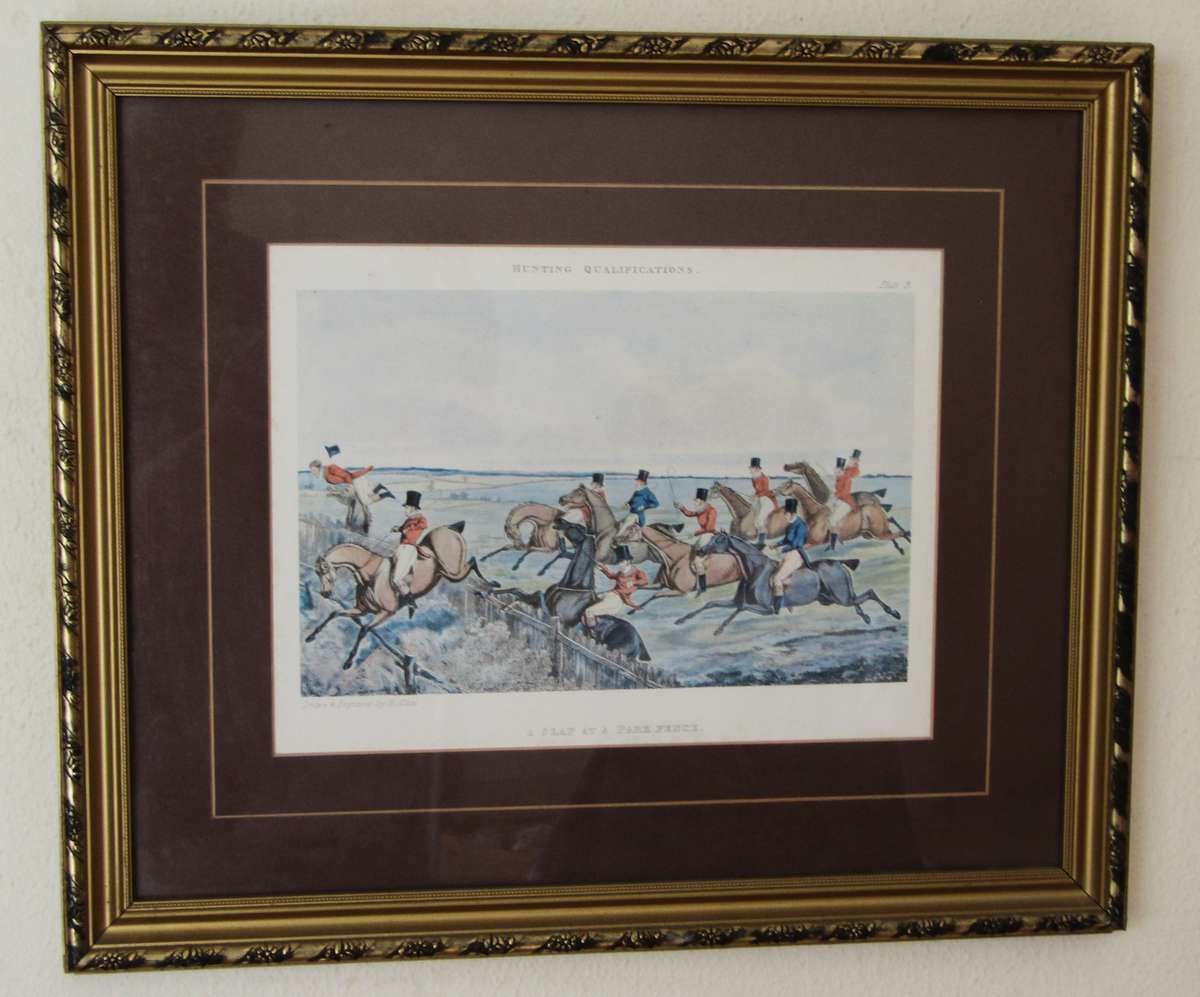 Set of 4 Framed Antique Prints from the Hunting Qualifications Series, Drawn and Engraved by H Alken