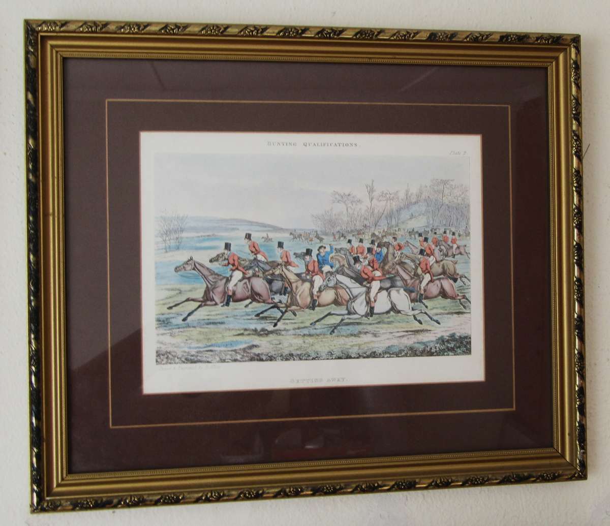Set of 4 Framed Antique Prints from the Hunting Qualifications Series, Drawn and Engraved by H Alken