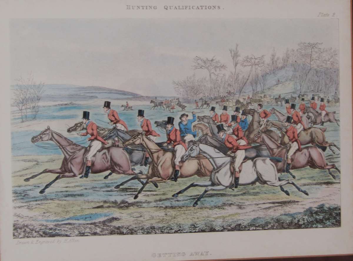 Set of 4 Framed Antique Prints from the Hunting Qualifications Series, Drawn and Engraved by H Alken