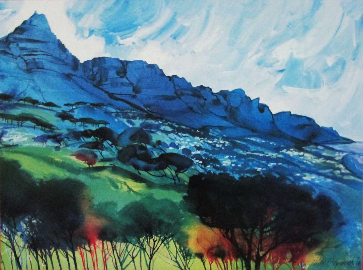 Decorative Framed Landscape Print by South African Artist Mike Fitzpatrick (1994)