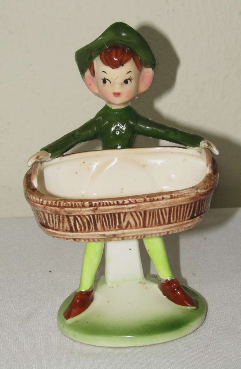 Pair of Vintage Ceramic Kitchen Elves by Enesco, Japan