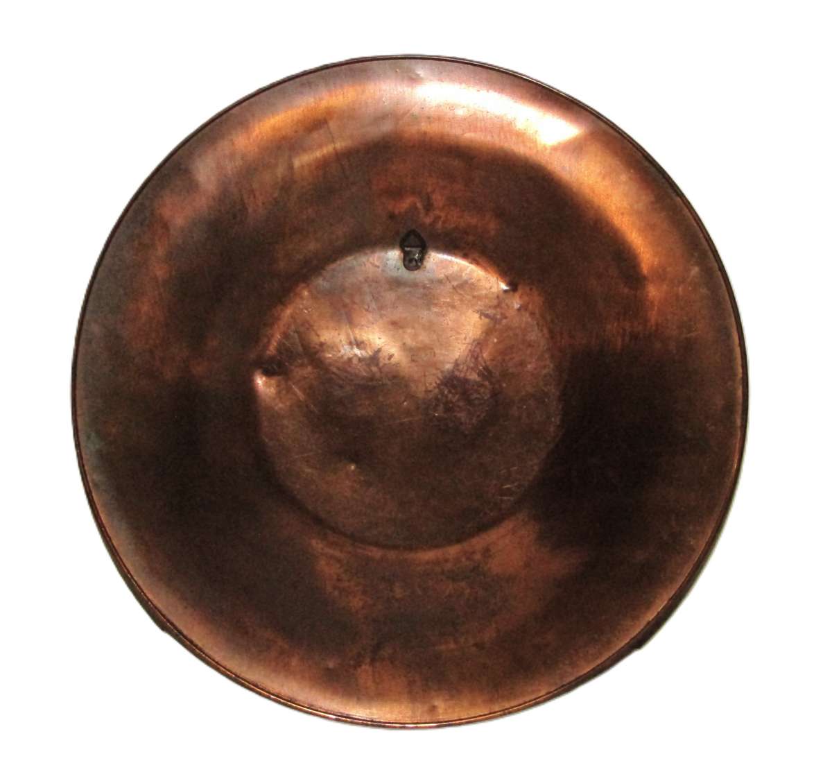 Vintage Japanese Copper, Brass, and Silver-Toned Wall Plate with Floral Engravings