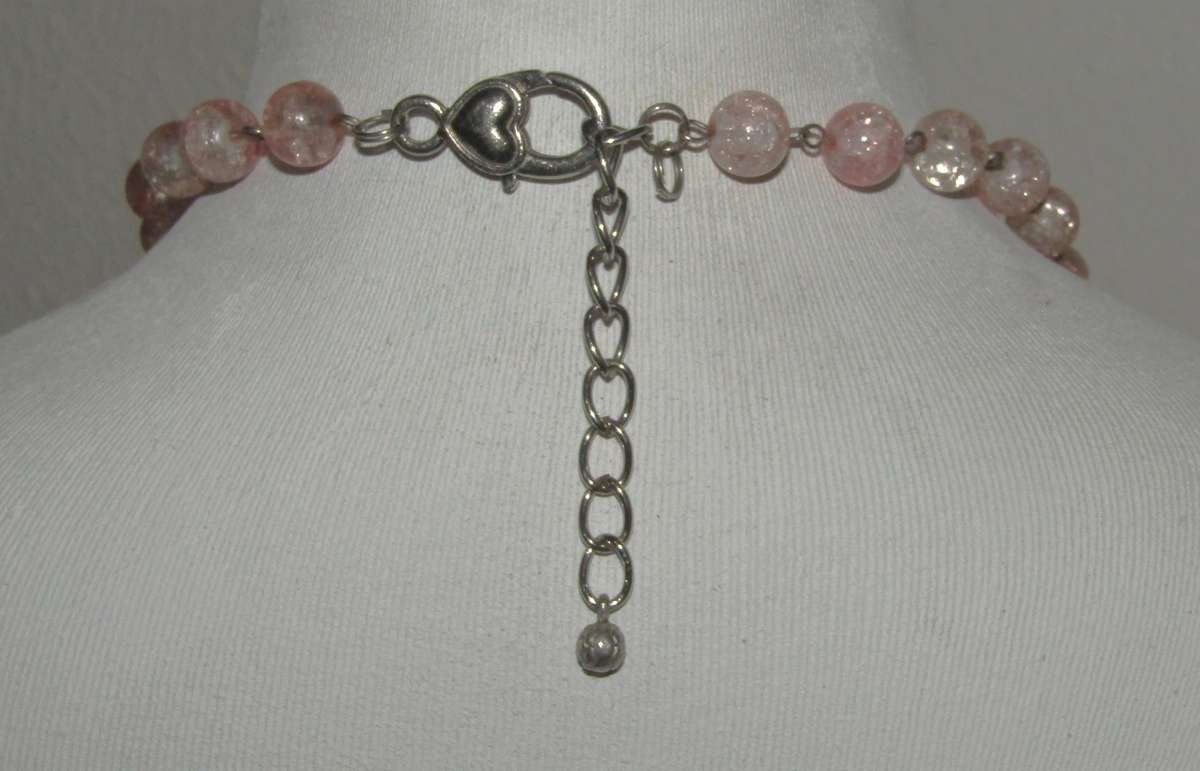 Vintage Silver-Tone and Bubblegum Pink Beaded Four-Strand Necklace