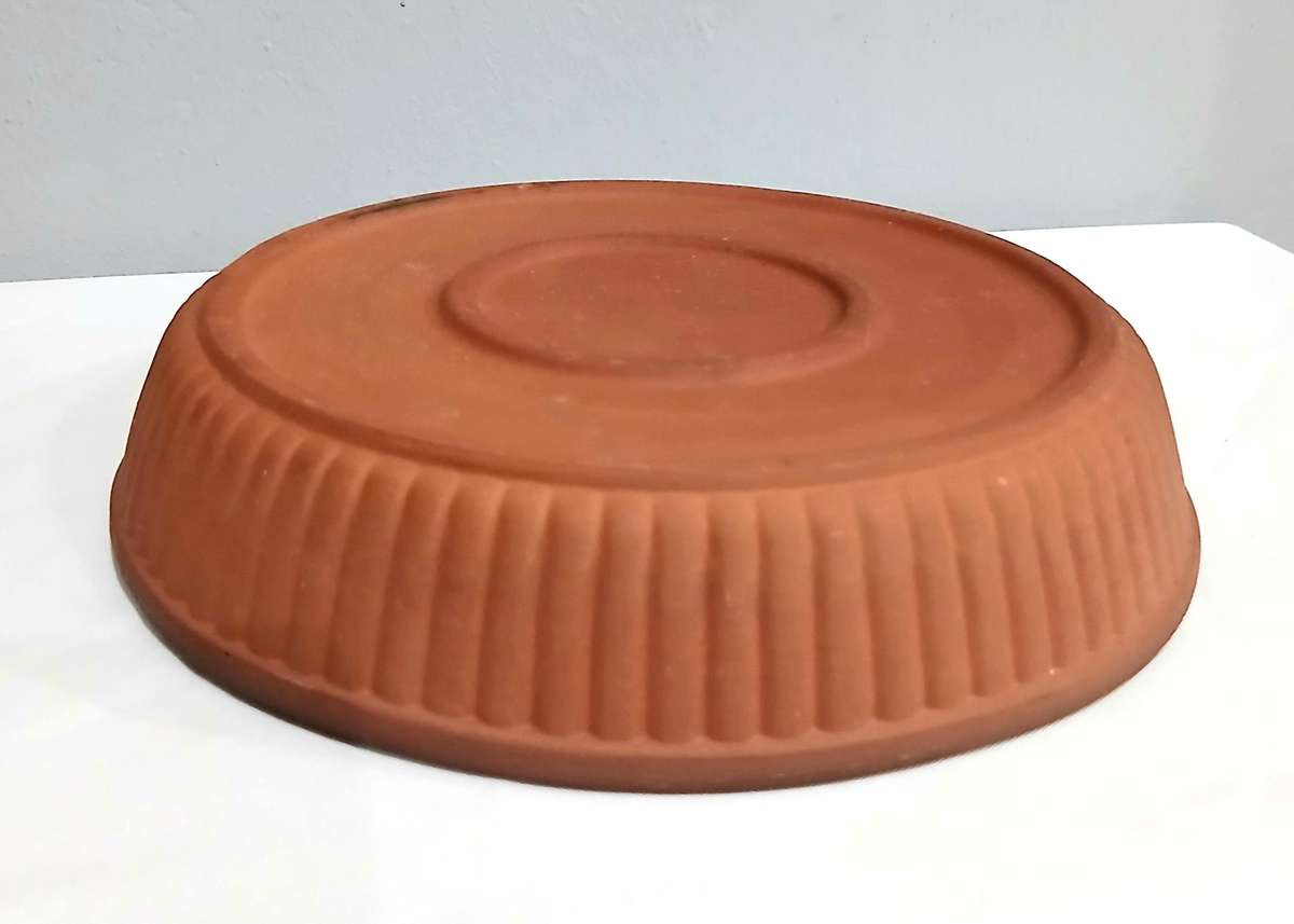 Vintage Terracotta Pie Dish with Emerald Green Glaze | Unmarked | 25cm