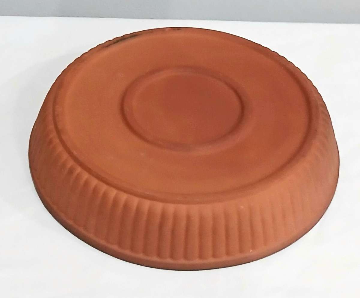 Vintage Terracotta Pie Dish with Emerald Green Glaze | Unmarked | 25cm