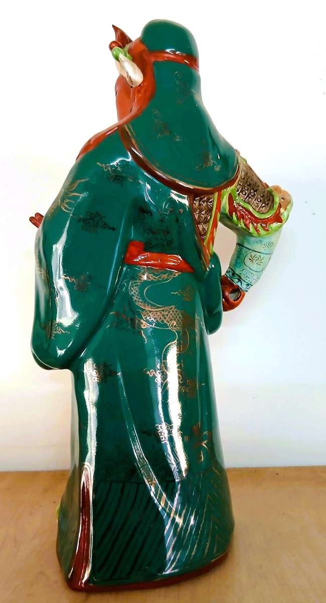 Guan Yu Porcelain Warrior Figure | Authentic Shiwan Ware | Vintage Chinese God of War (40cm)