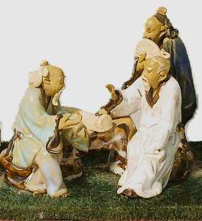 Rare Shiwan Eight Immortals Ceramic Set | 12-Figure Mid-Century Chinese Composition | Scholar Theme