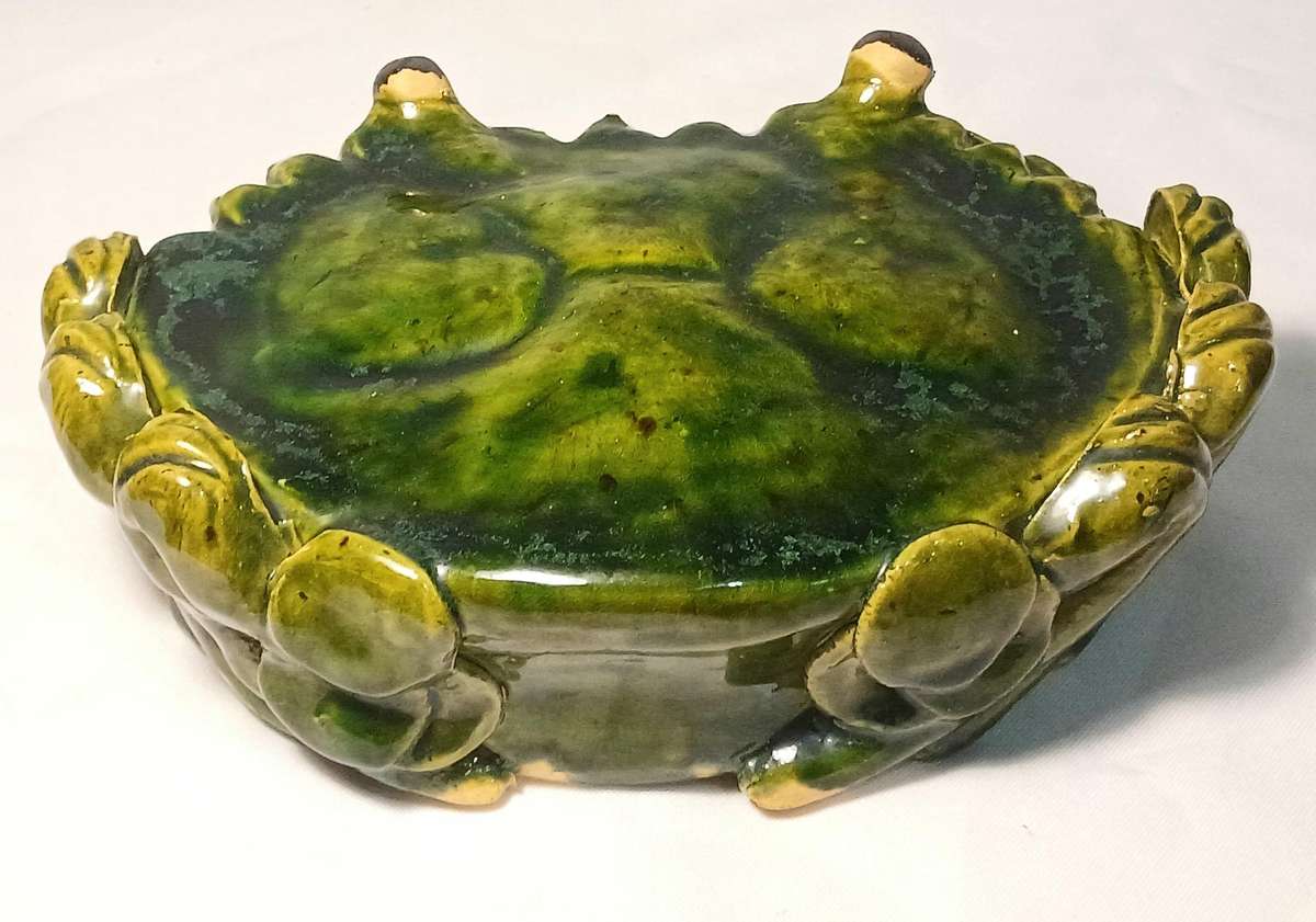 Vintage Shiwan Pottery Crab Wall Pocket Planter | Hand-Glazed Chinese Ceramic | Estate Piece