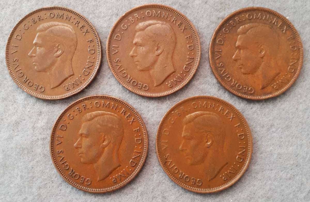 5 X AUSTRALIA ONE PENNY LOT