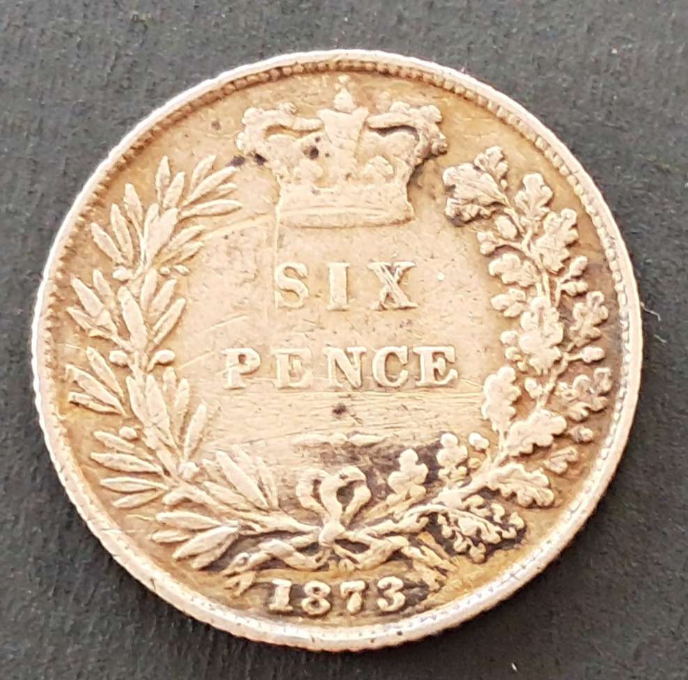 1873 GREAT BRITAIN SIXPENCE