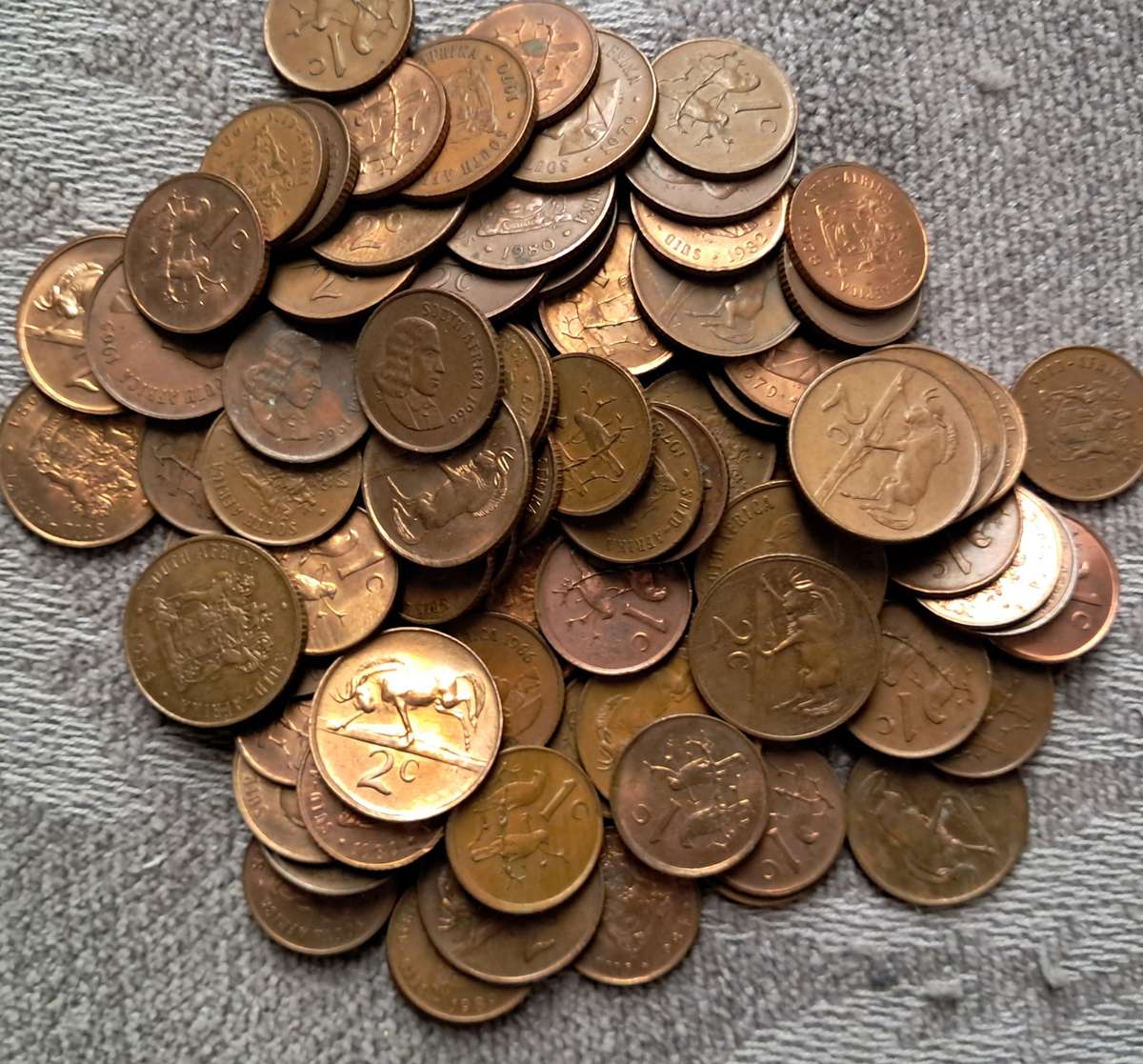 100 X RSA  1 & 2 CENTS COMBO FROM 1965 & ONWARDS