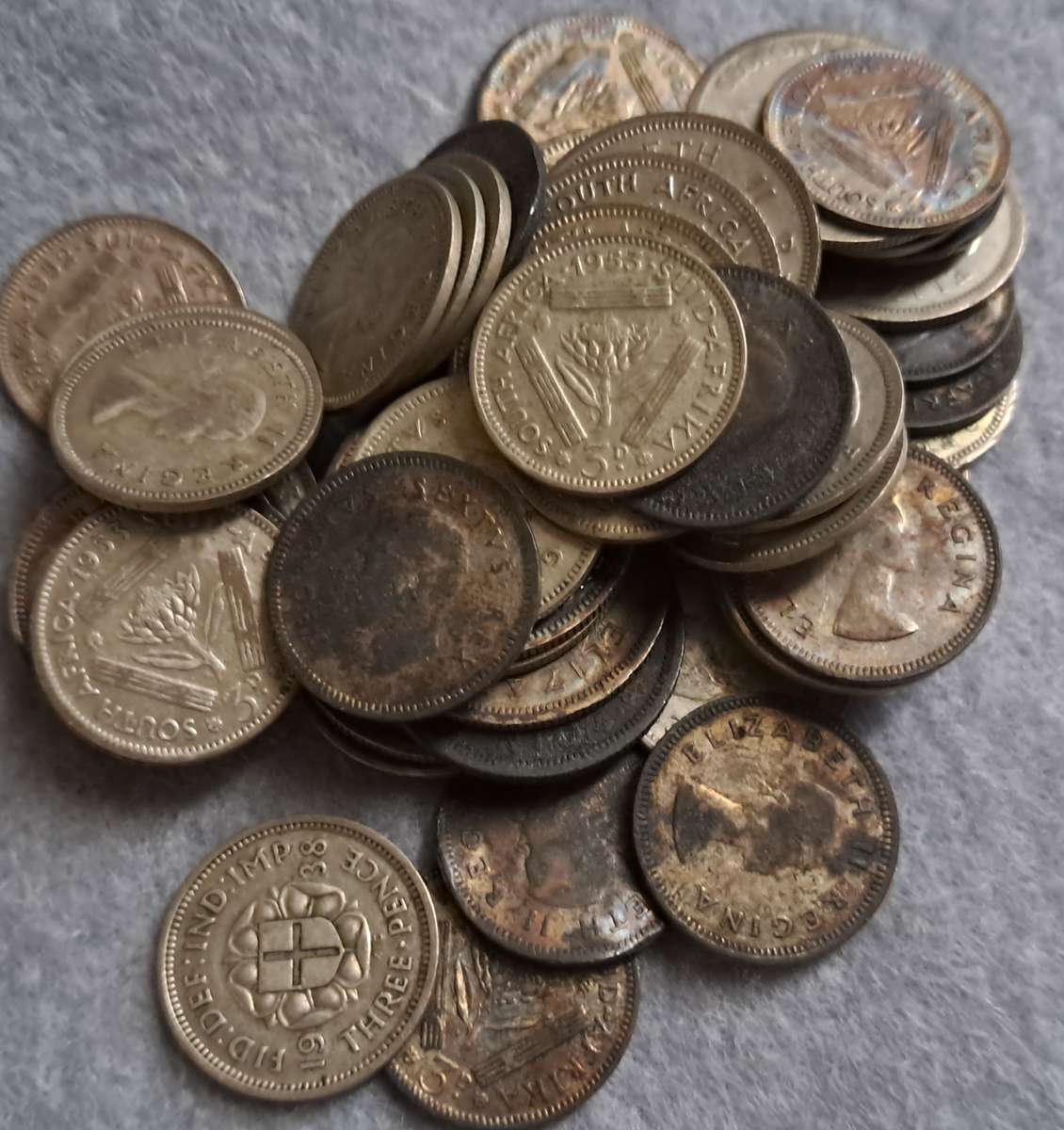 100 GRAM UNION OF SOUTH AFRICA  3 & 6 PENCE LOT