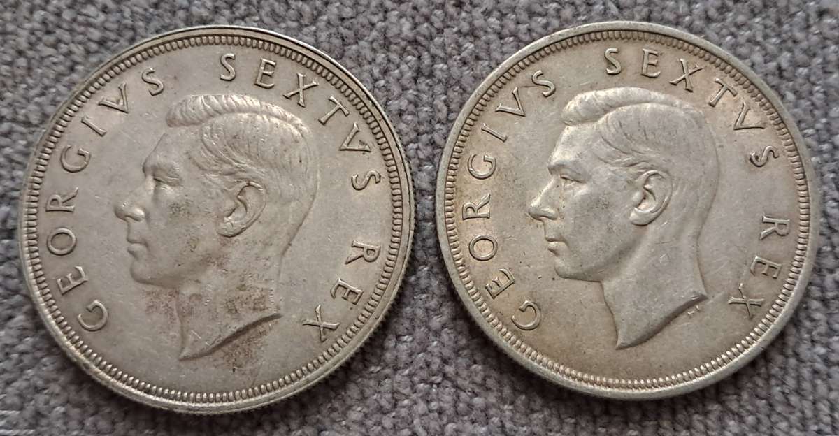 1948 & 1949 UNION OF SOUTH AFRICA 5 SHILLING PAIR