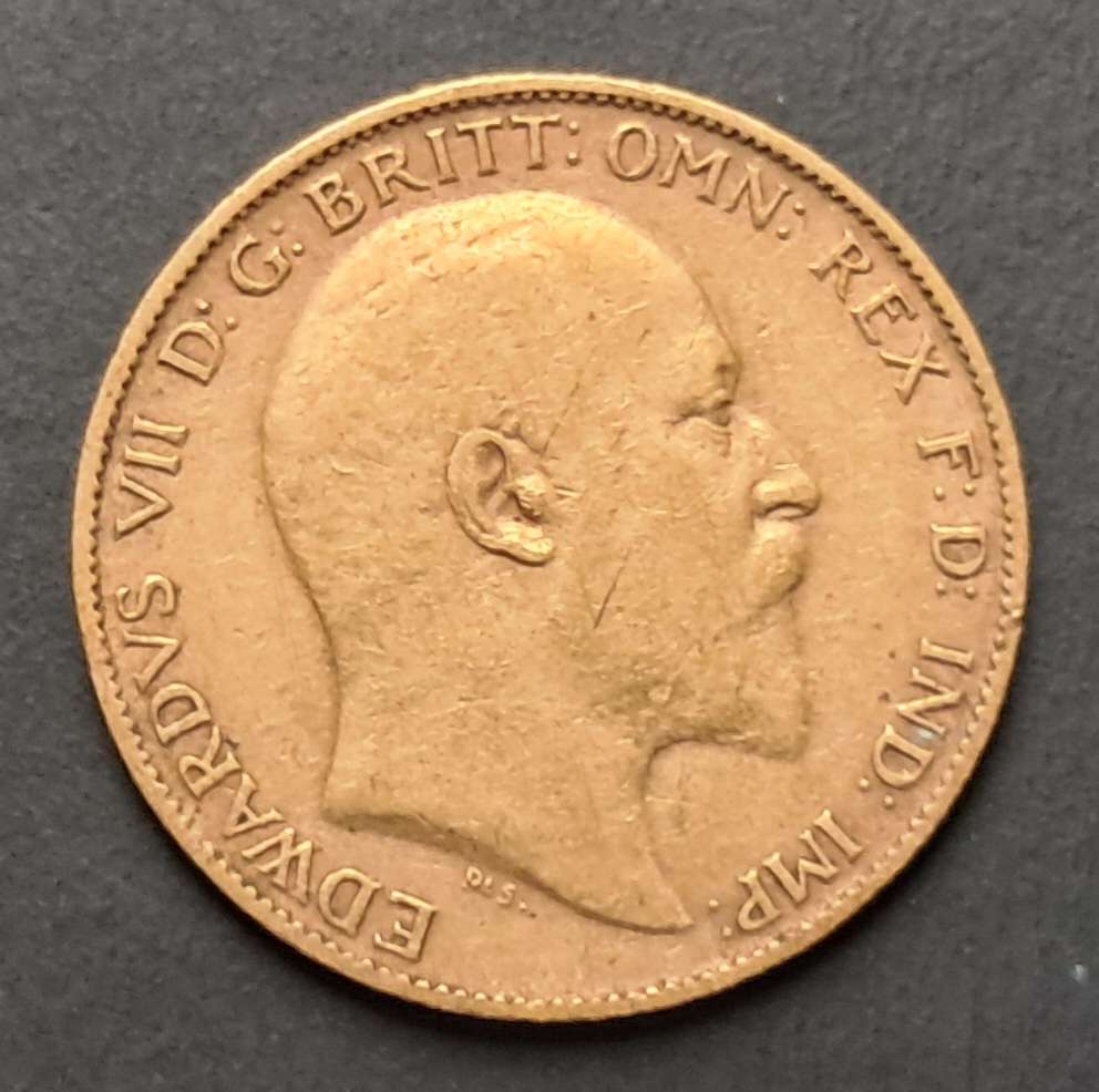 1903 GREAT BRITAIN KING EDWARD VII HALF SOVEREIGN : GOLD HALF POUND
