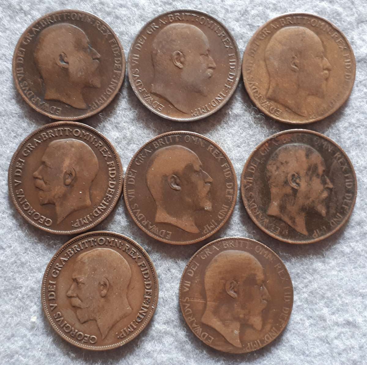 1905 - 1910 GREAT BRITAIN ONE PENNY LOT X 6