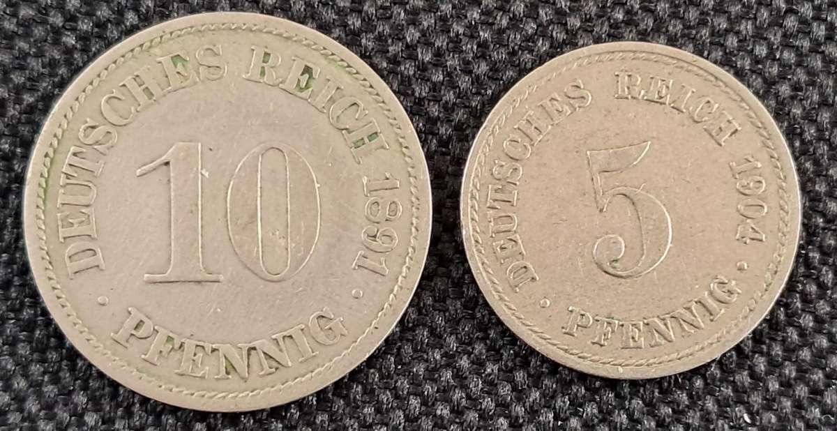 1891 & 1904 GERMANY 10 & 5 PFENNIG