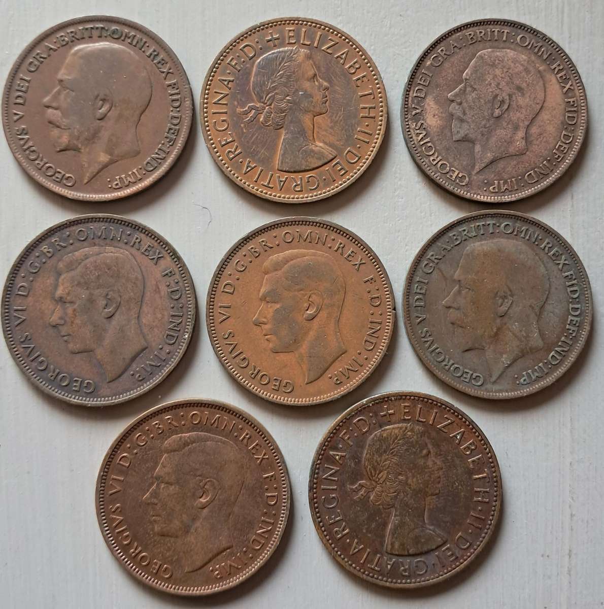 8 X GREAT BRITAIN ONE PENNY