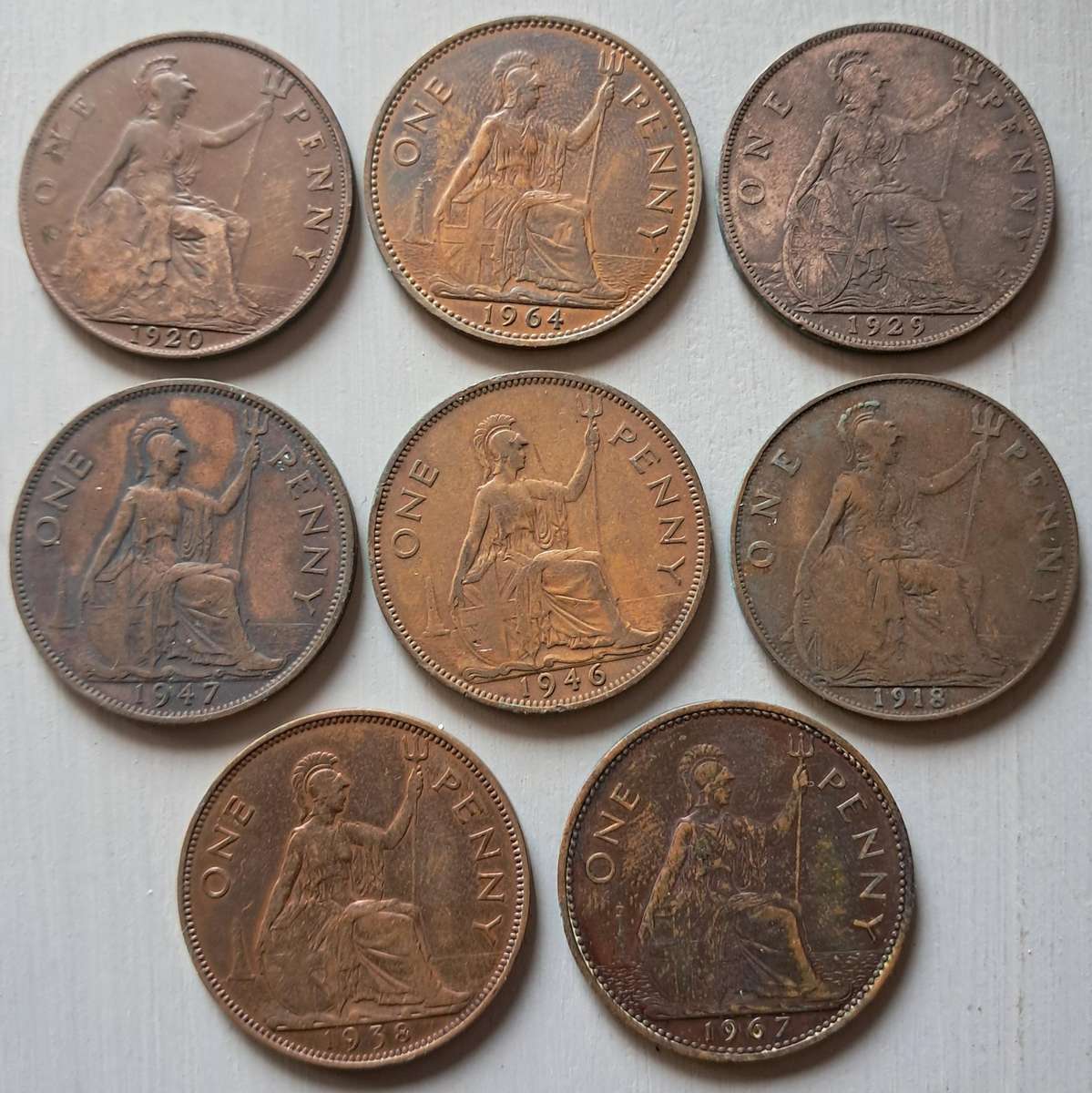 8 X GREAT BRITAIN ONE PENNY