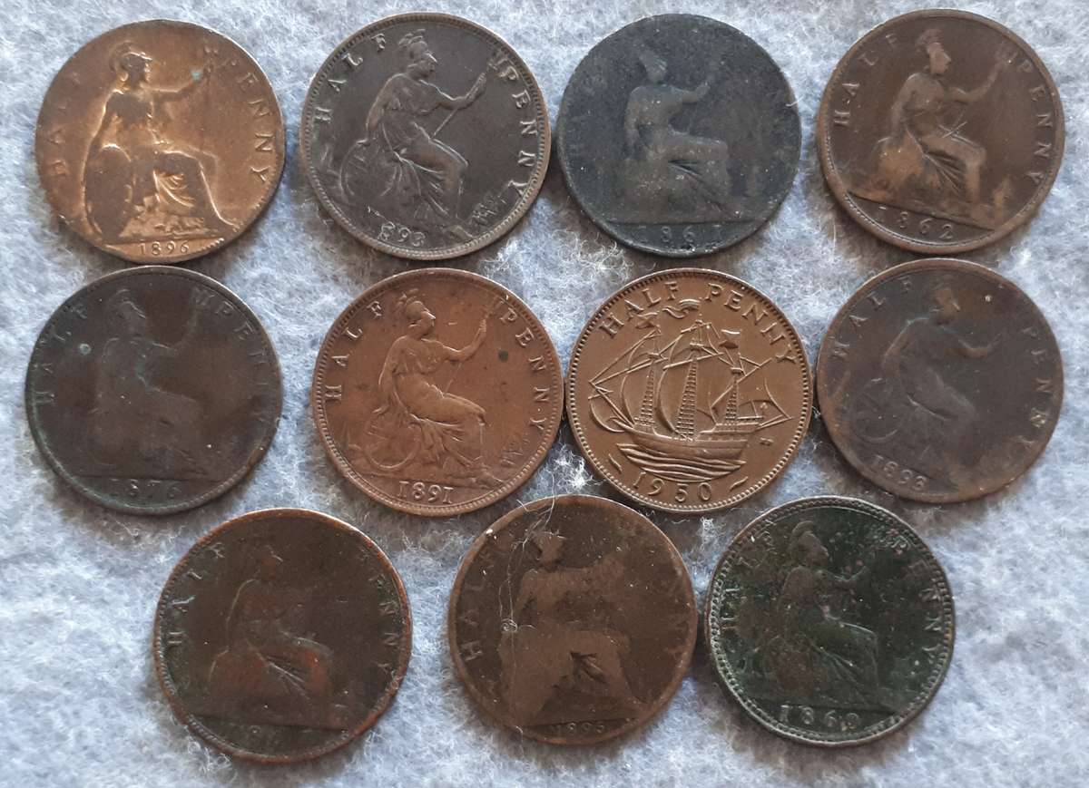 1860 + GREAT BRITAIN HALF PENNY LOT