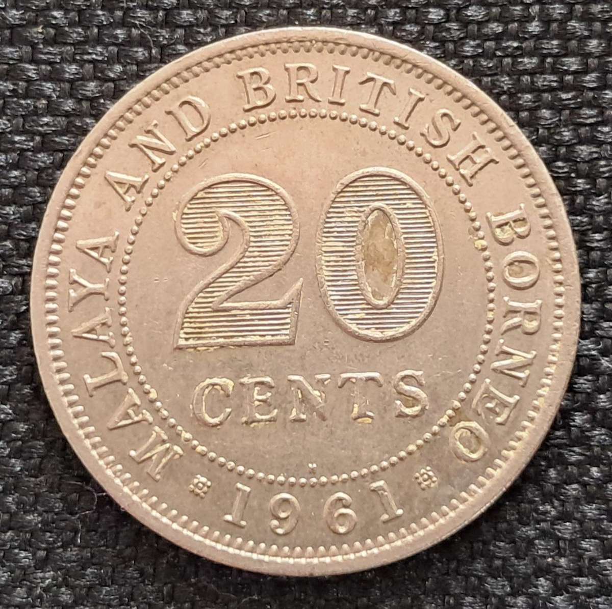 1961 MALAYA & BRITISH BORNEO 20 CENTS (H)