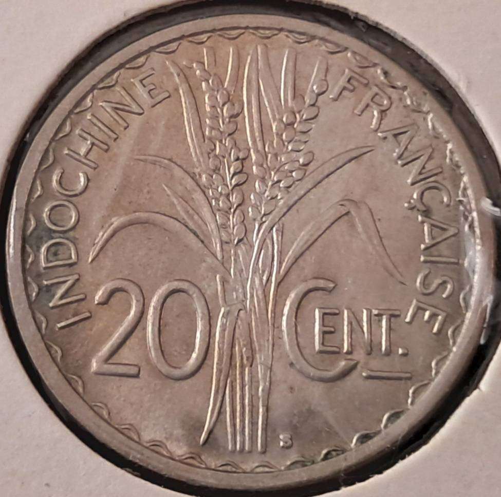 1941 INDO CHINA 20 CENT (S) : UNC
