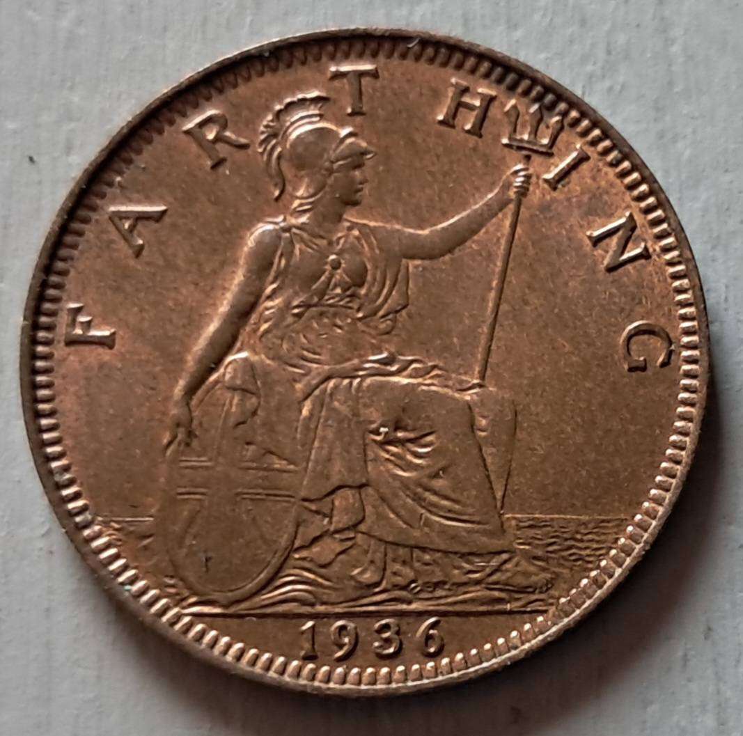 1936 GREAT BRITAIN FARTHING : BRILLIANT UNC
