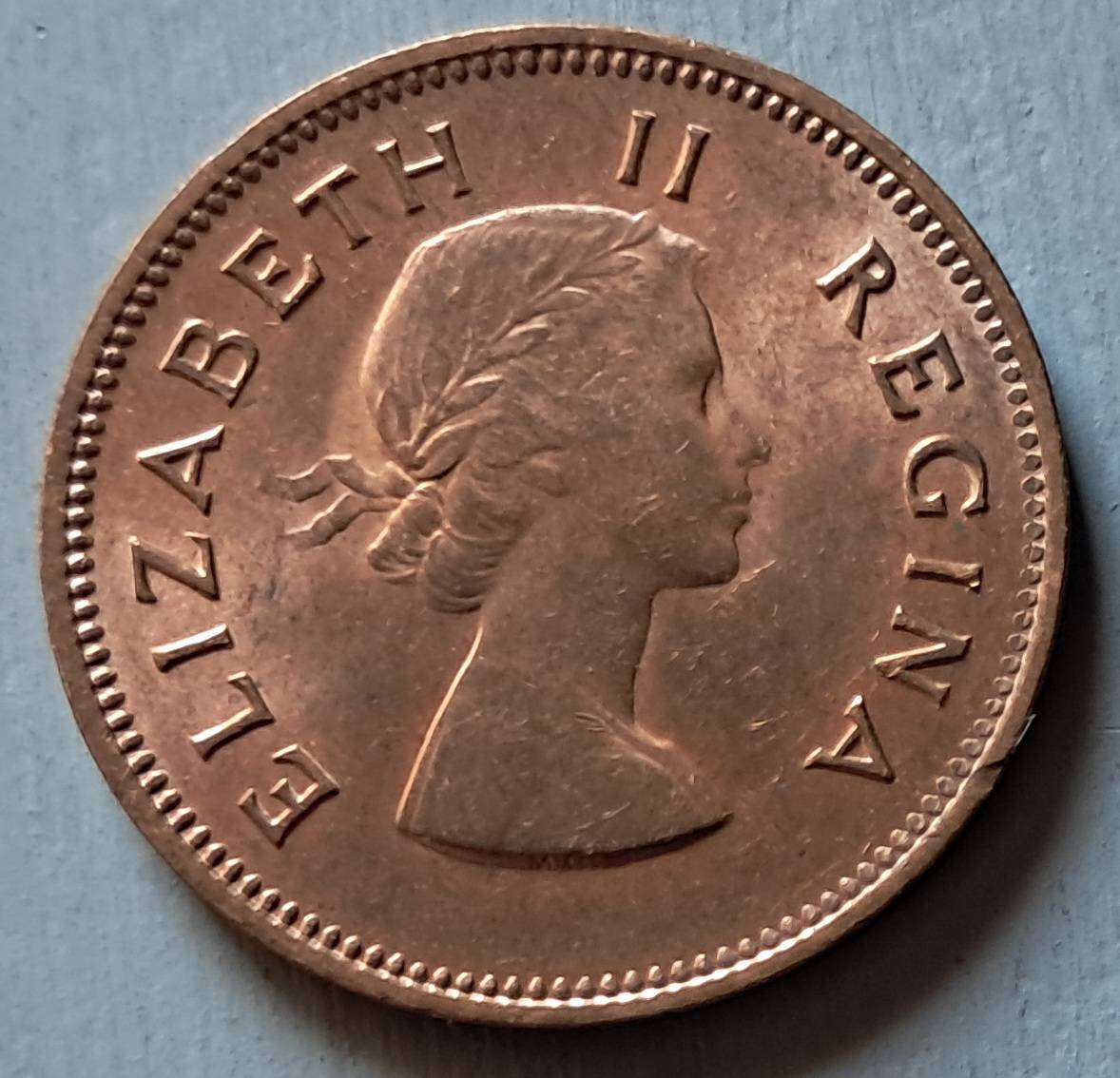 1953 UNION OF S.A 1/2 PENNY : A/UNC