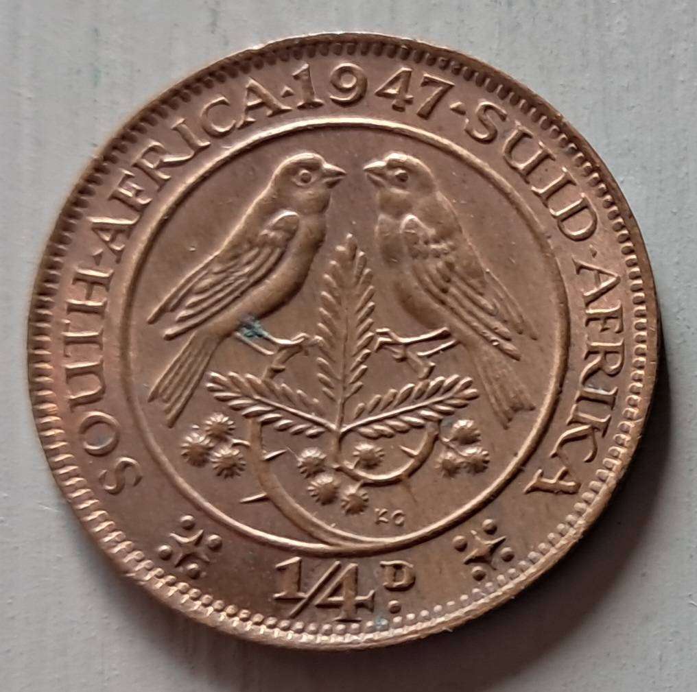 1947 UNION OF S.A HIGH GRADE 1/4 PENNY