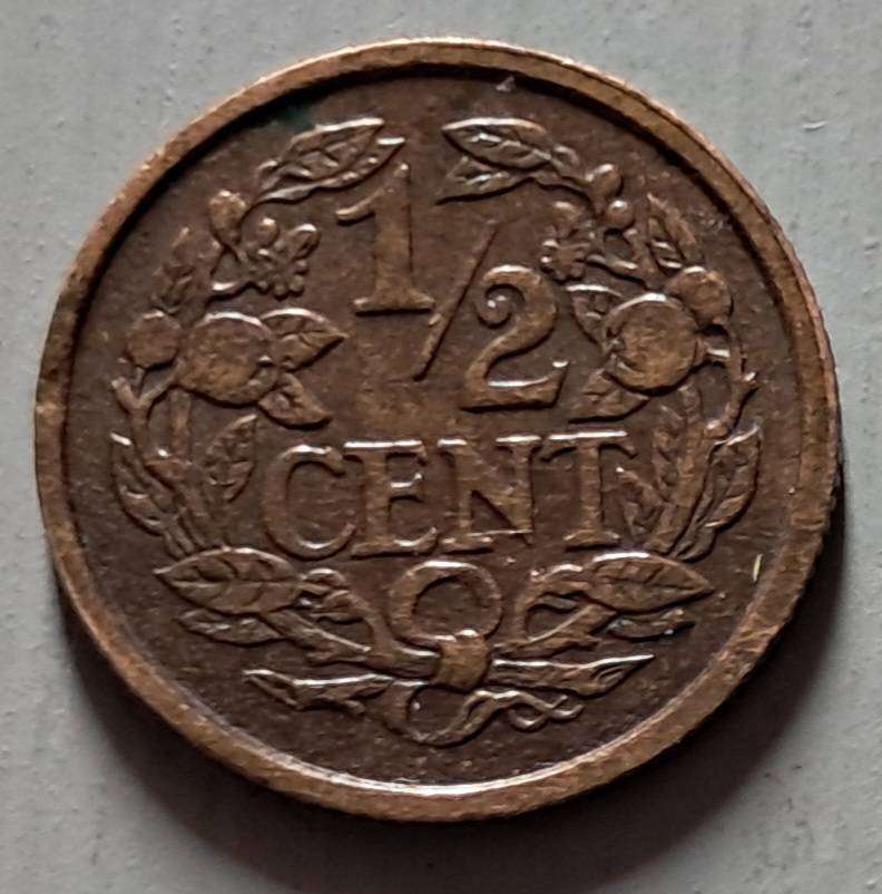 1922 NETHERLANDS 1/2 CENT : TINY COIN : GREAT CONDITION