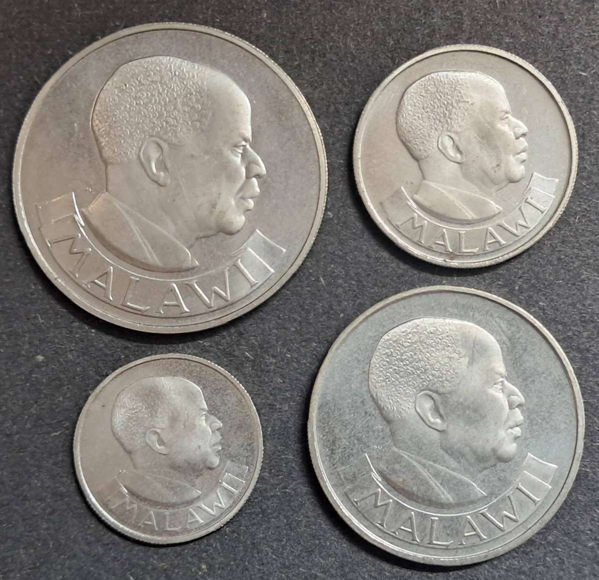 4 X MALAWI PROOF SET : HALF CROWN , FLORIN , SHILLING & SIXPENCE