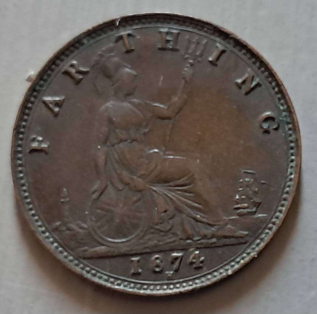 1874 GREAT BRITAIN FARTHING (H)