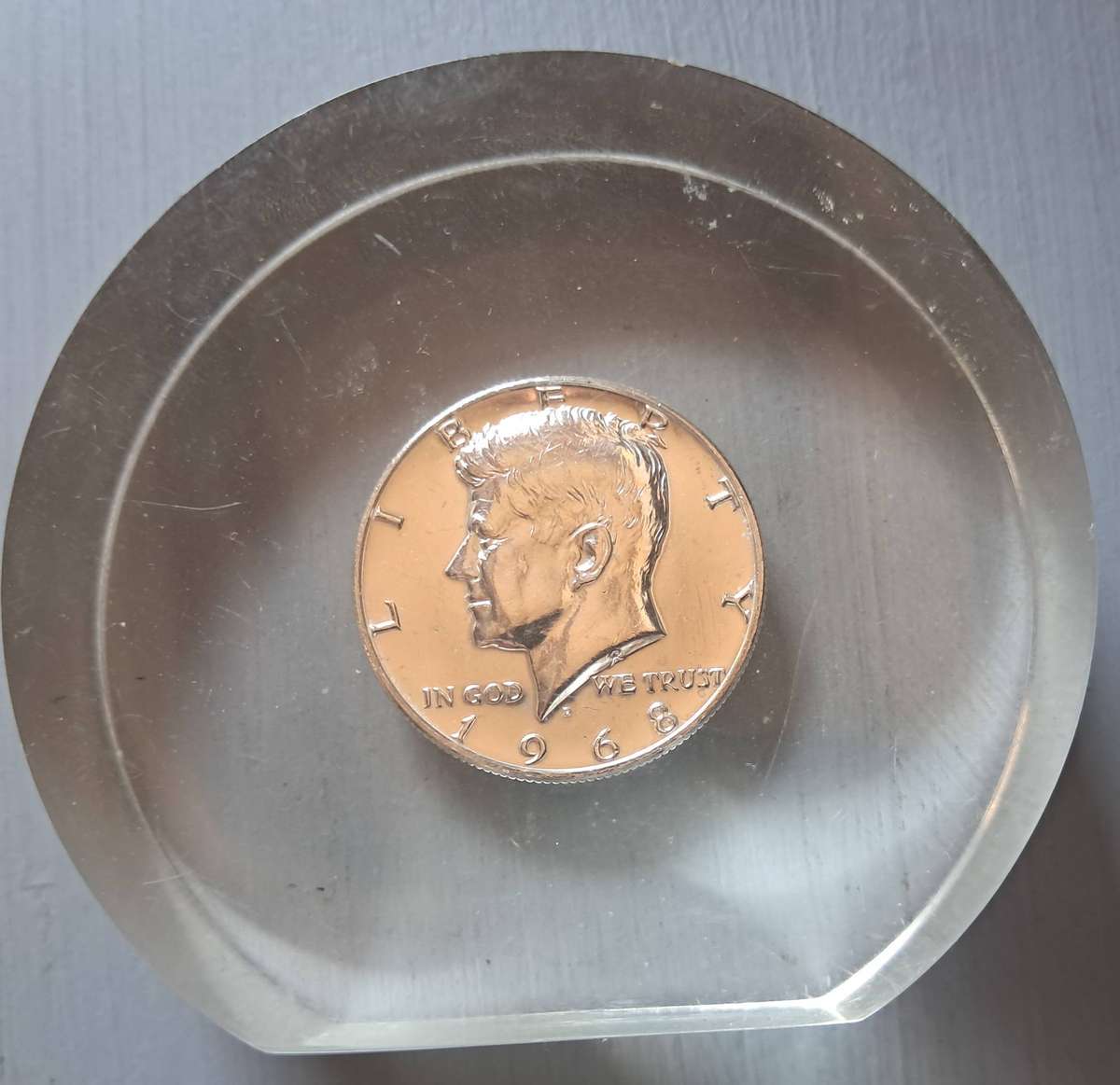 1968 USA 1/2 DOLLAR : SILVER : PAPER WEIGHT