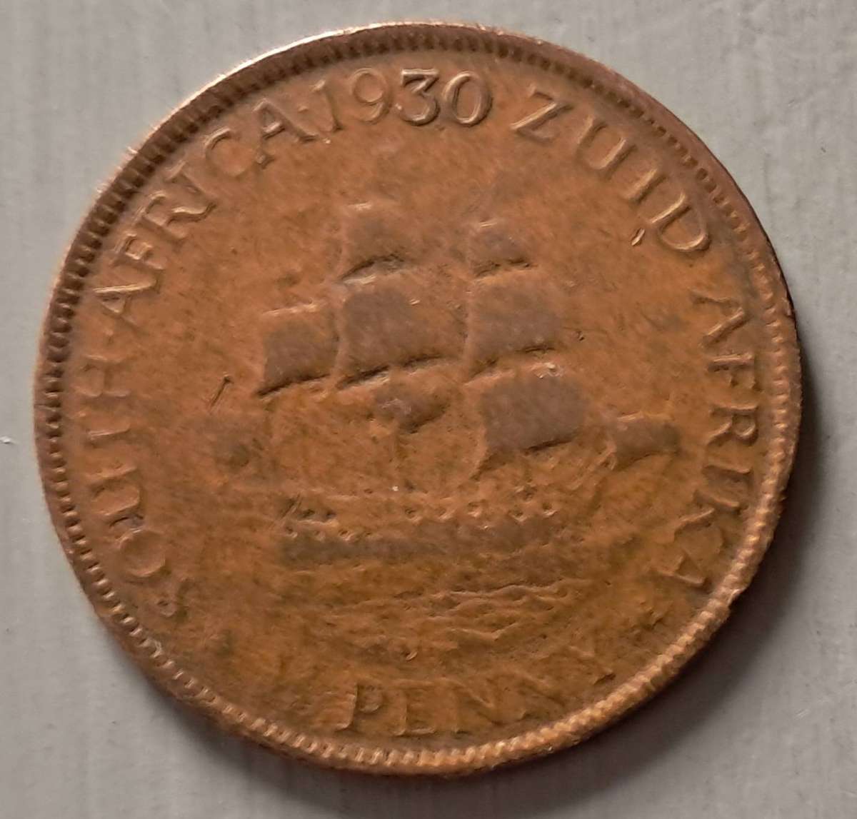 1930 UNION OF S.A  1/2  PENNY (Z)