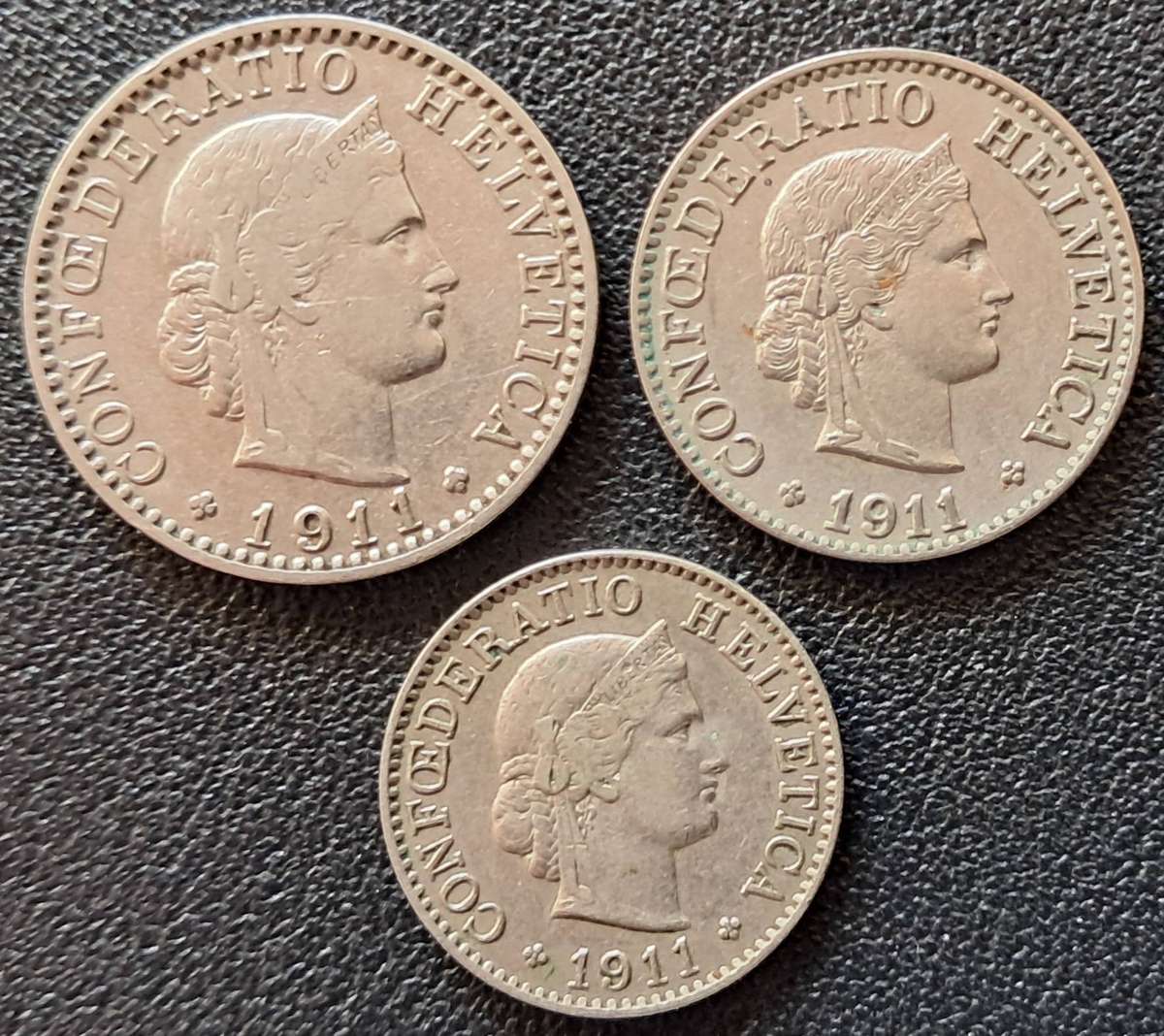 1911 SWITZERLAND 20 , 10 & 5 RAPPEN