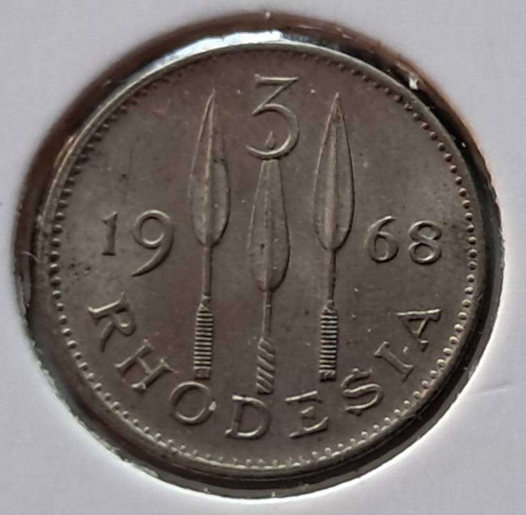 5 x RHODESIA THREE PENCE : 2&1/2 CENTS COMBO