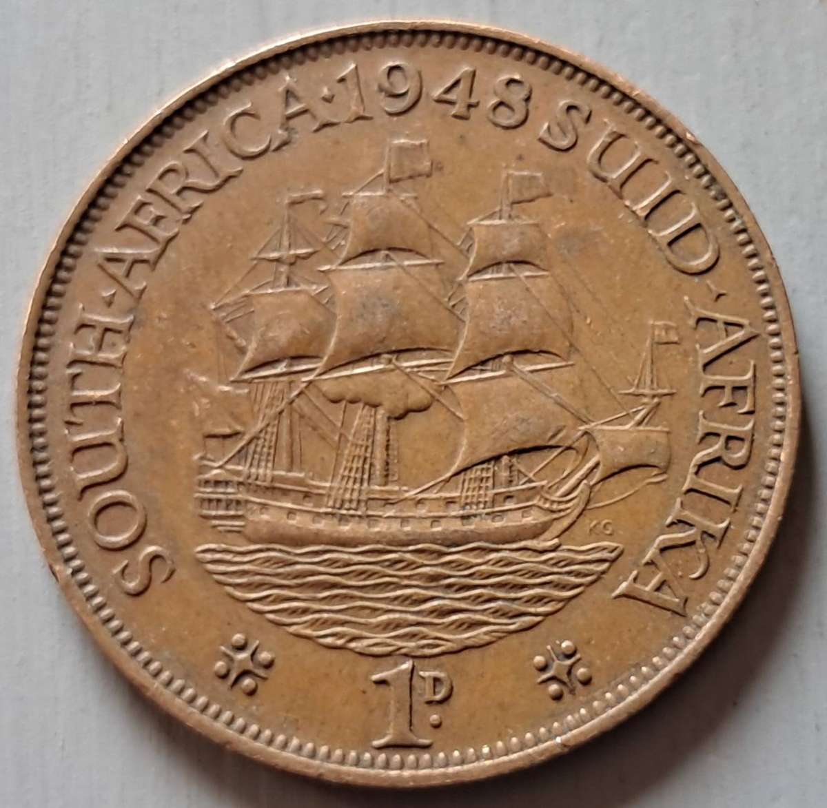 1948 UNION OF S.A 1 PENNY : NO DOT/STAR VARIETY