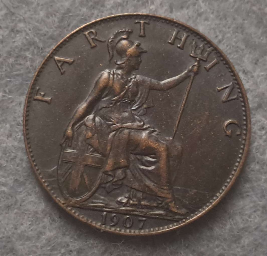 1907 GREAT BRITAIN FARTHING : BETTER GRADE