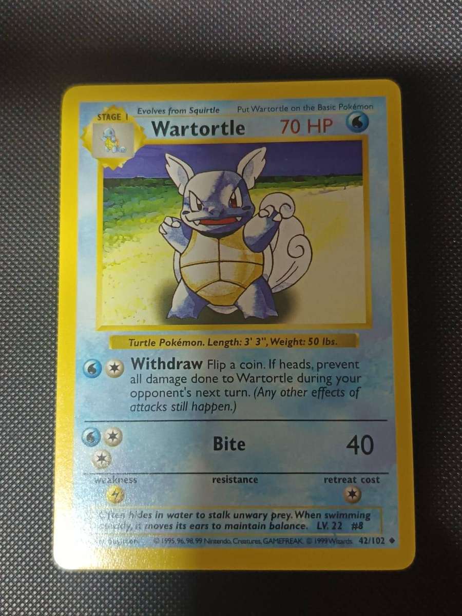 Pokemon Trading Card Game - Wartortle Base Set (Shadowless) Uncommon 42 Shadowless