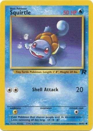 Pokemon Trading Card Game - Squirtle - 68/82 - Common Unlimited Team Rocket - MP