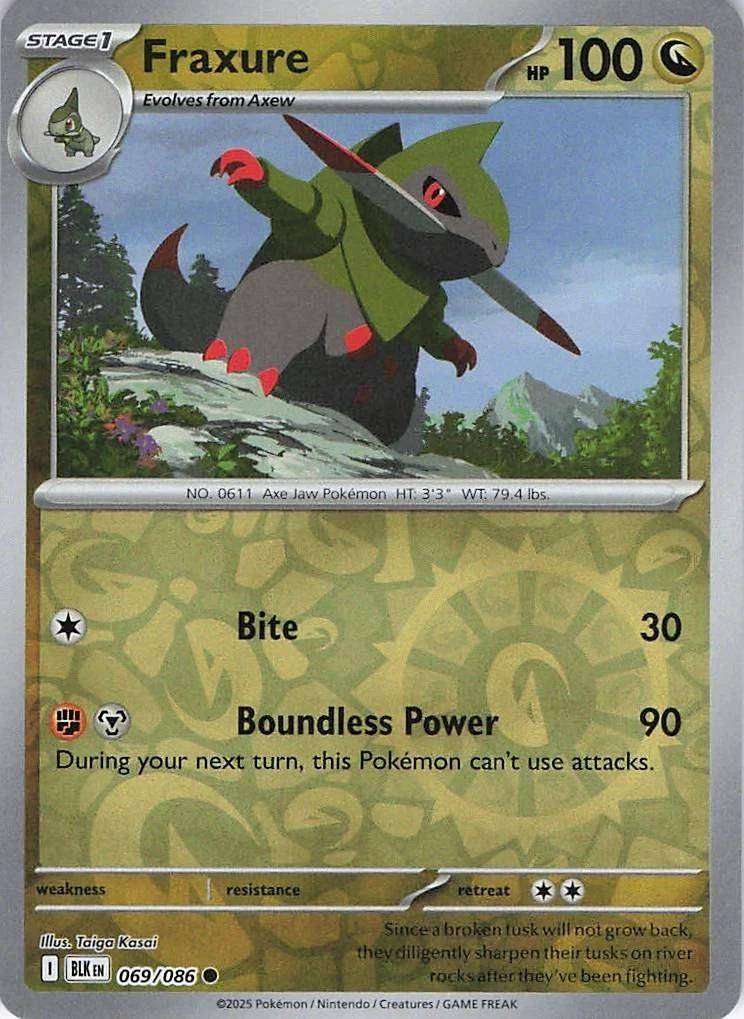 Pokemon Trading Card Game - Fraxure [Reverse] #69 Pokemon Black Bolt