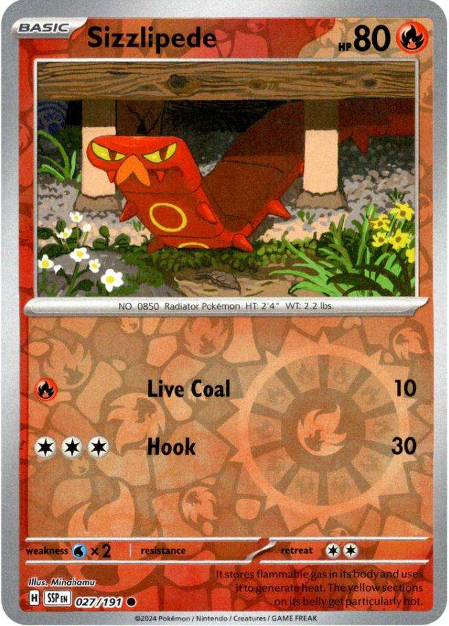 Pokemon Trading Card Game - Sizzlipede [Reverse Holo] #27 Pokemon Surging Sparks