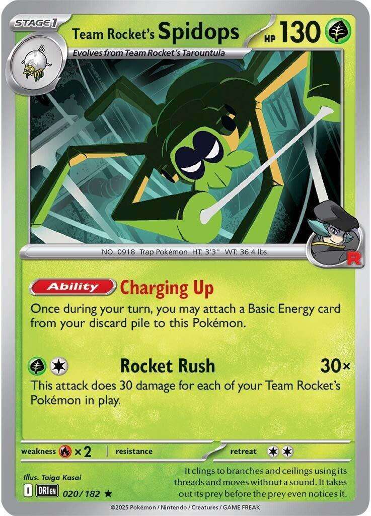 Pokemon Trading Card Game - Team Rocket's Spidops #20 Pokemon Destined Rivals - Holo Rare