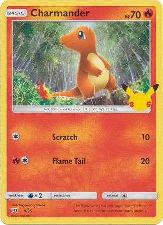 Pokemon Trading Card Game - Charmander - 9/25 - 25th Anniversary Non-Holo Promo McDonalds 25th Anniv