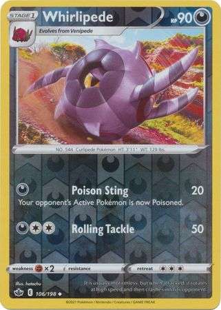 Pokemon Trading Card Game - Whirlipede - 106/198 - Uncommon Reverse Holo Sword & Shield: Chilling Re