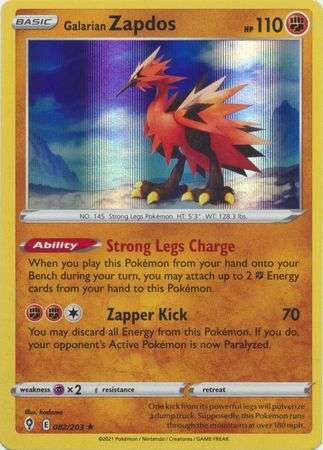 Pokemon Trading Card Game - Galarian Zapdos - 082/203 - Holo Rare Sword & Shield: Evolving Skies