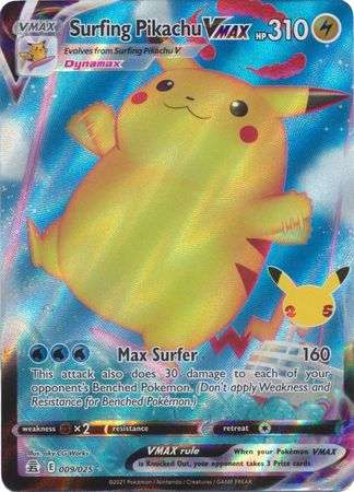 Pokemon Trading Card Game - Surfing Pikachu VMAX - 9/25 - Ultra Rare Celebrations