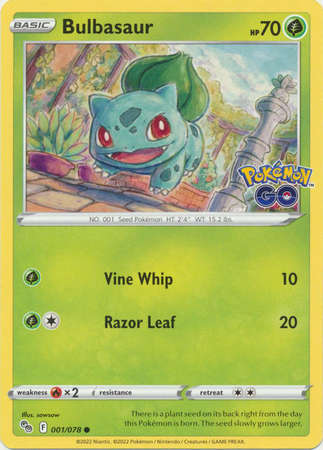 Pokemon Trading Card Game - Bulbasaur - 001/078 - Common Pokemon Go